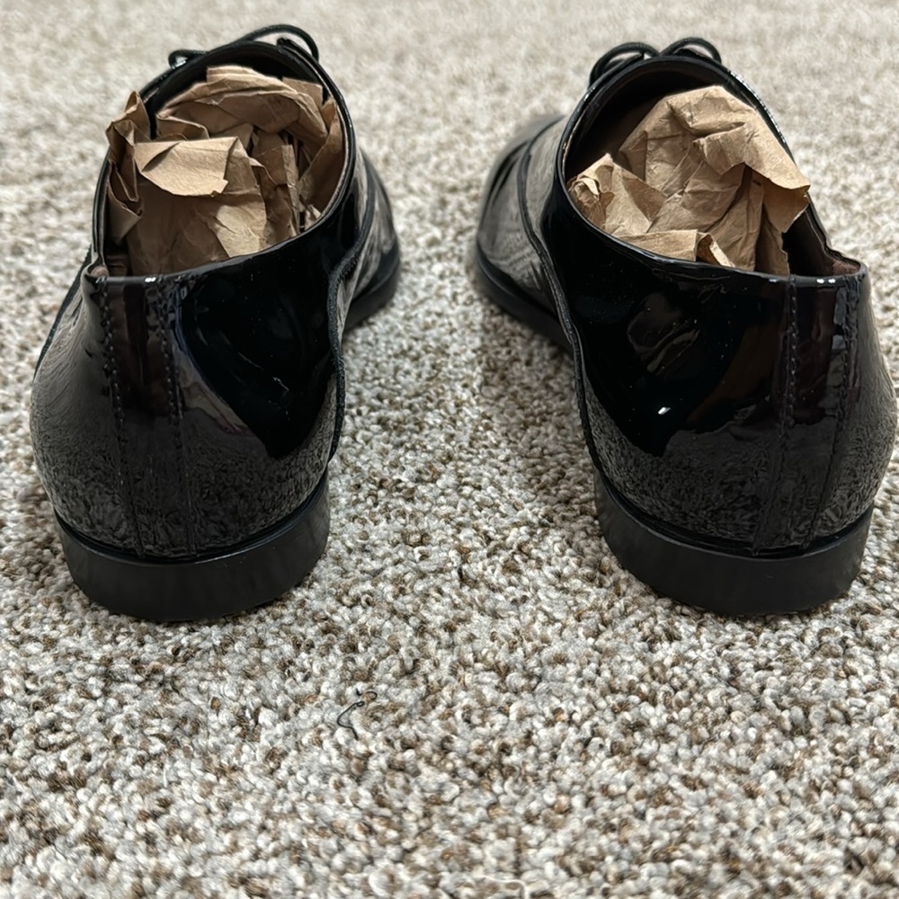 AGL Women's Patent Leather Pointy Toe Oxford EUC Size 10.5 In Black EURO SZ 41.5 - Picture 6 of 10
